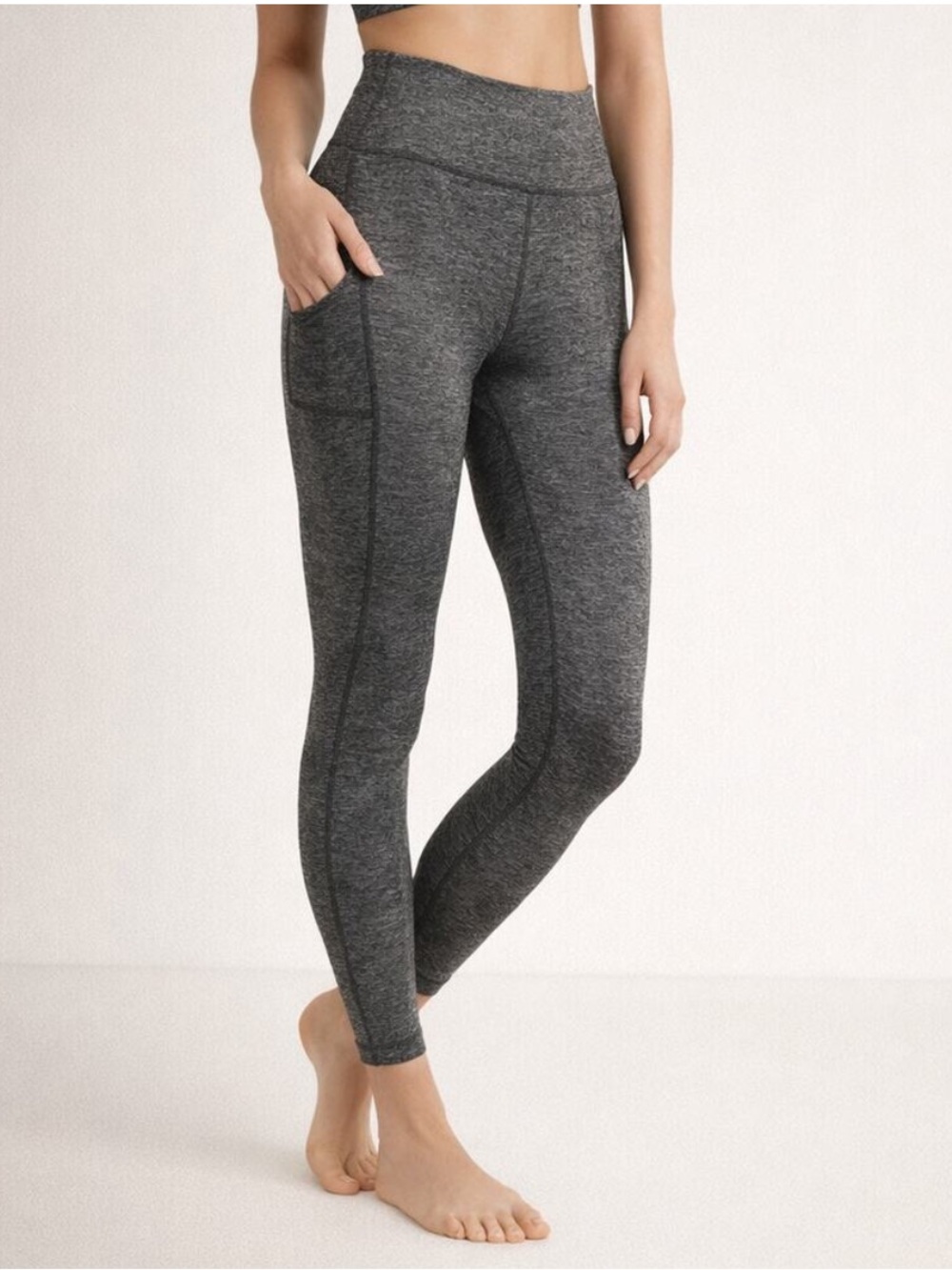 Aerie Feel Cozy High Rise Heathered Gray Leggings Soft Stretch